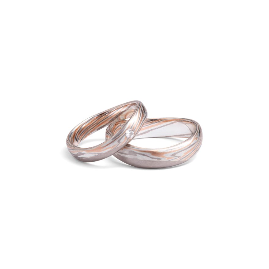 Amal & Avni Infinity Mokume Gane Ring Set