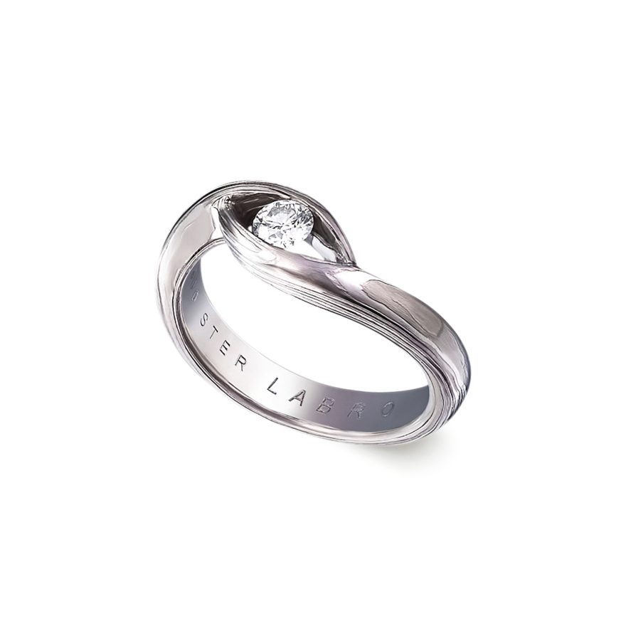 Hara Solitaire Mokume Engagement Ring