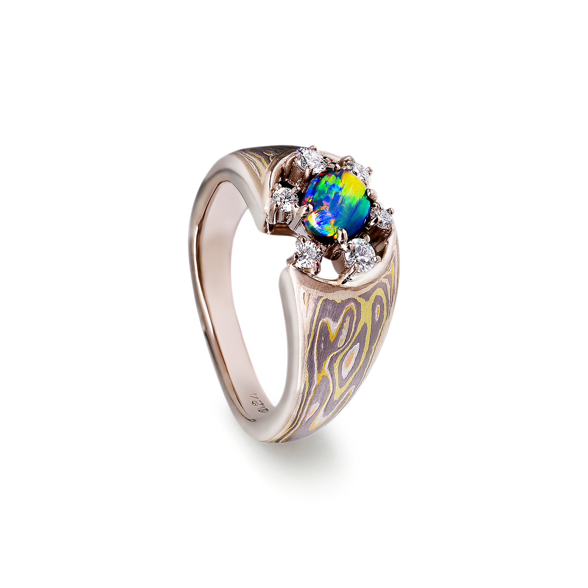 Here Black Opal Mokume Gane Ring
