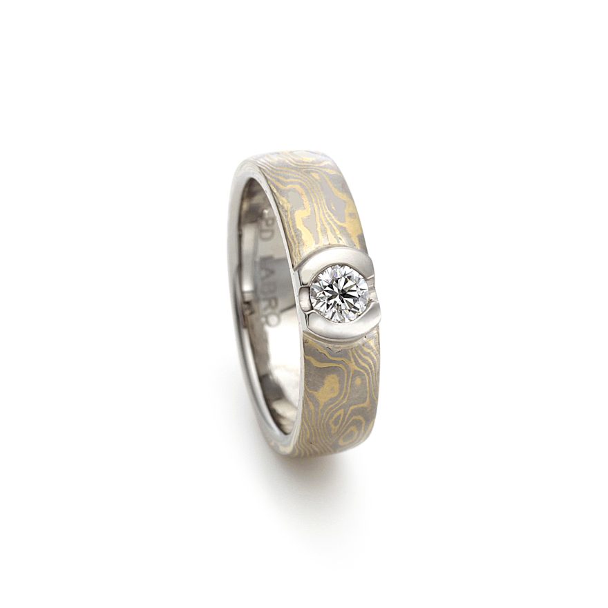 Komorebi Bezel Diamond Mokume Ring