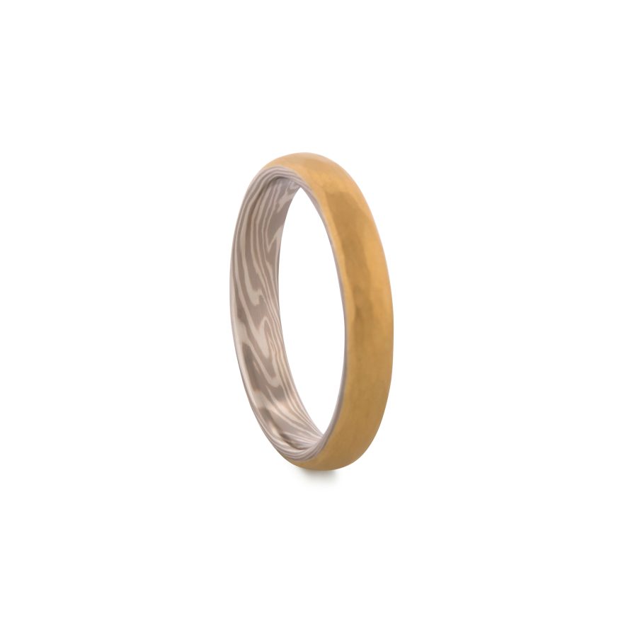 Uranus Hammered Gold Mokume Gane Ring