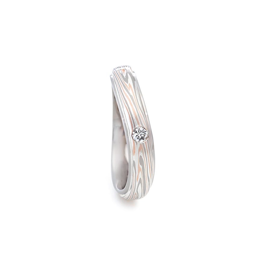 Irena Mokume Gane & Diamond Ring Wedding Ring with Mokume Gane